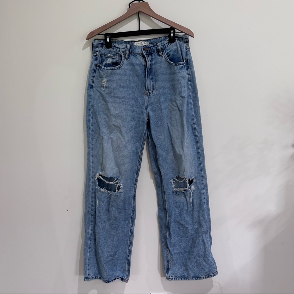 Hidden Jeans Los Angeles Distressed Straight Leg Jeans Size 28